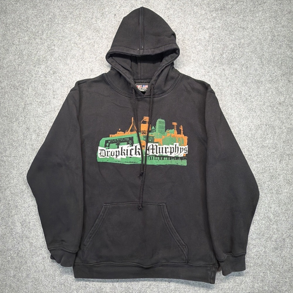 Vintage Dropkick Murphys‎ Black Hoodie Print Band Mens Size Medium Made In USA